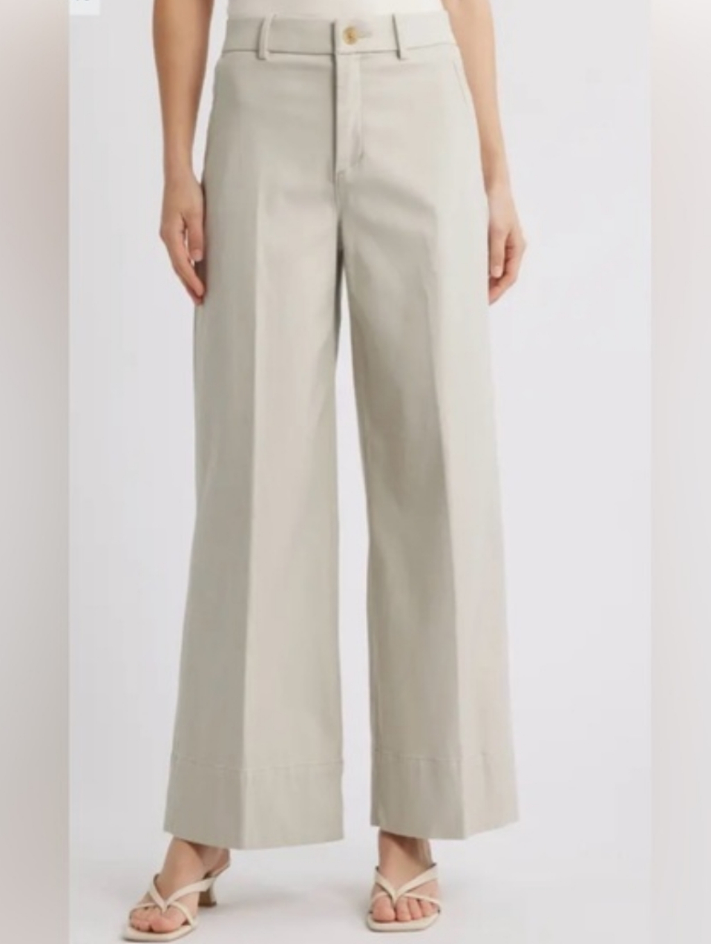 Spanx Super Smooth Stretch Twill Wide Leg Pant Bone Beige High Rise Size Sp Nwt